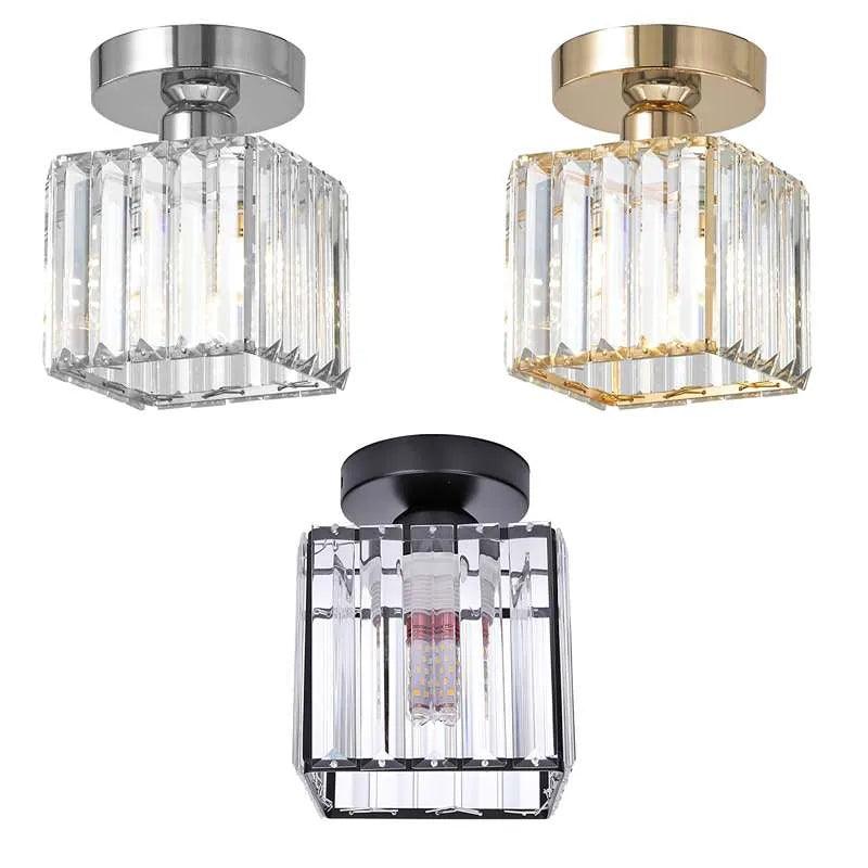 Crystal Semi Flush Ceiling Light Fixture E27 Square Fitting Ceiling Lamp Chandelier~4506-0