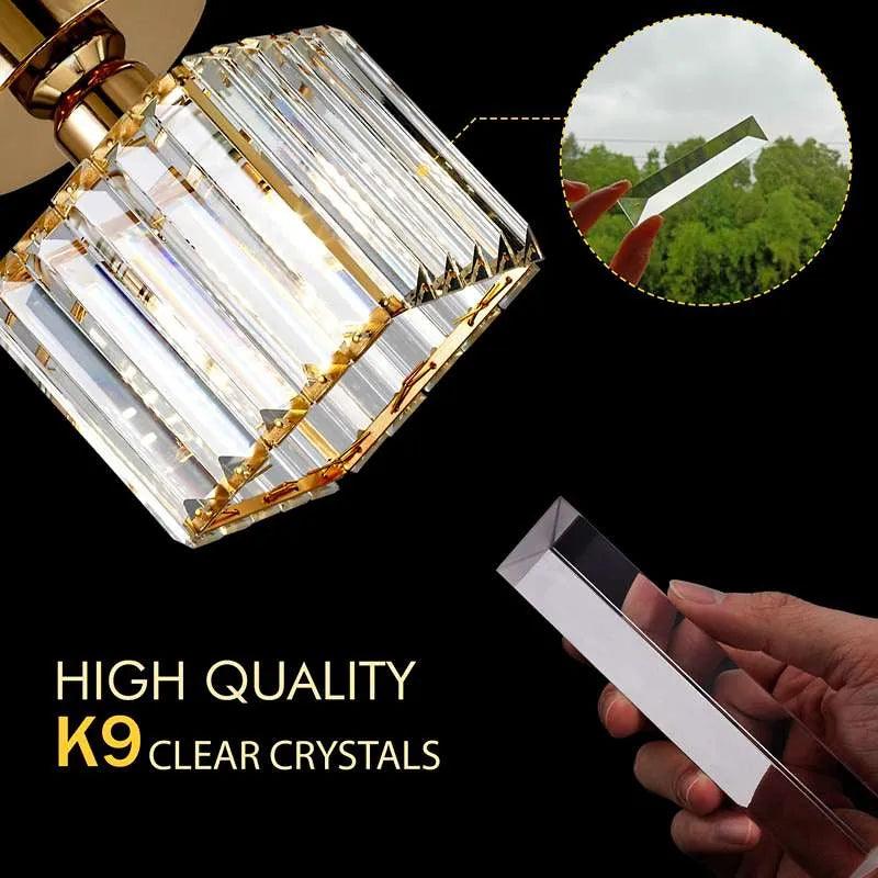 Crystal Semi Flush Ceiling Light Fixture E27 Square Fitting Ceiling Lamp Chandelier~4506-2