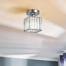 Crystal Semi Flush Ceiling Light Fixture E27 Square Fitting Ceiling Lamp Chandelier~4506-7