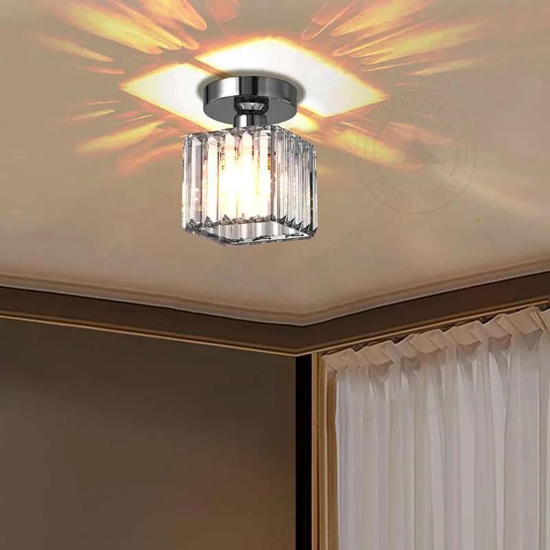 Crystal Semi Flush Ceiling Light Fixture E27 Square Fitting Ceiling Lamp Chandelier~4506-8