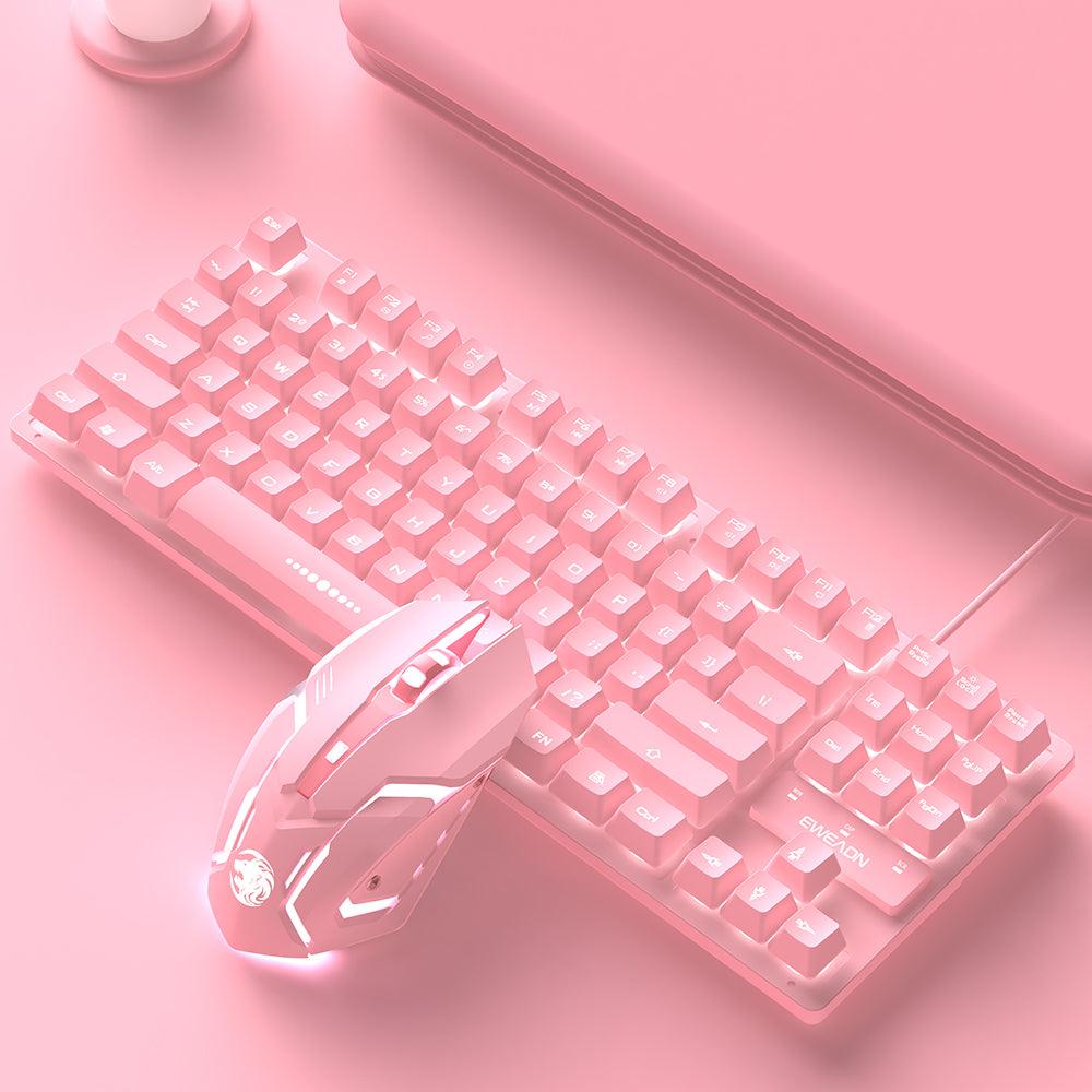 Cute Pink Wired Keyboard and Mouse Set - Puritific