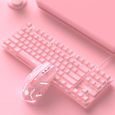 Cute Pink Wired Keyboard and Mouse Set - Puritific