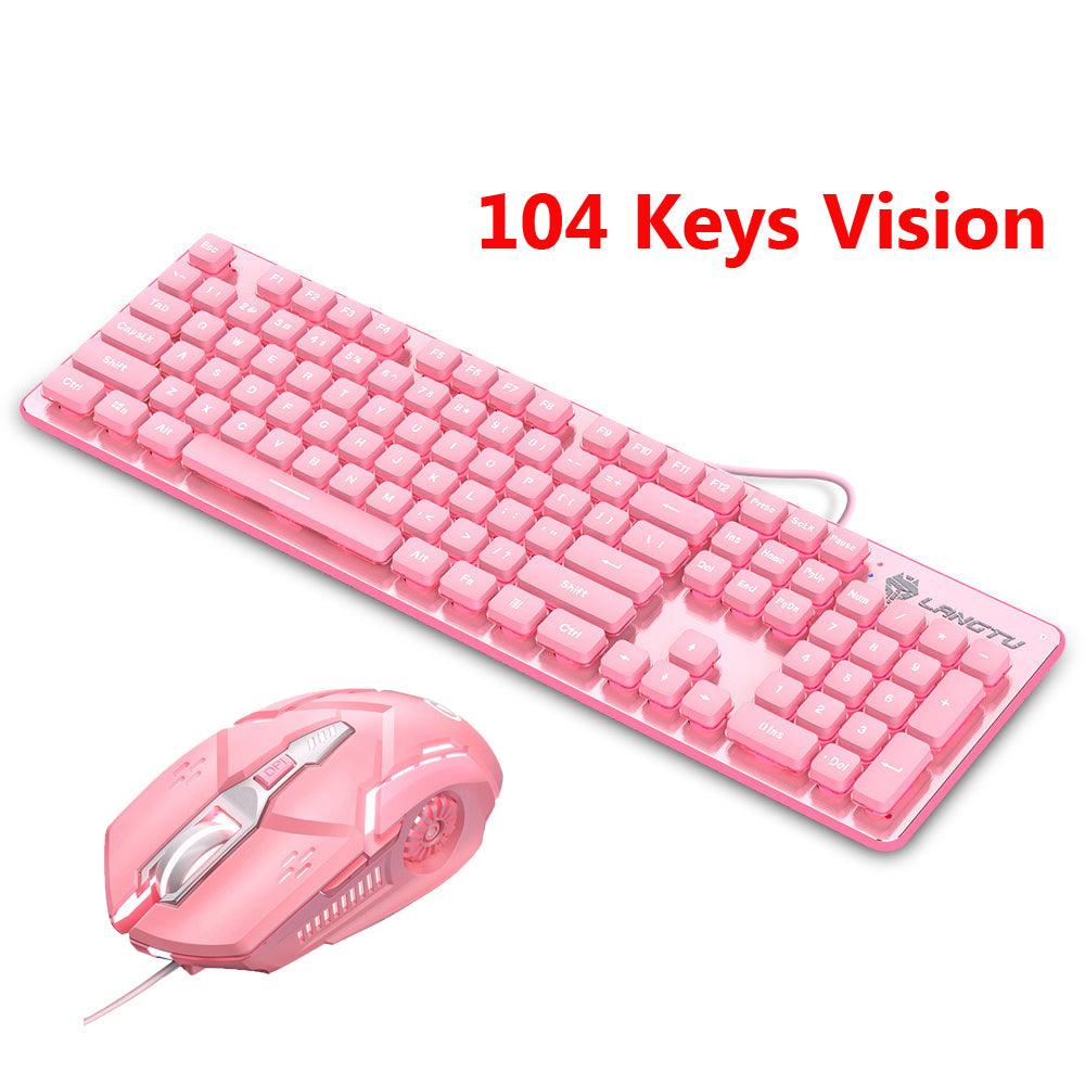 Cute Pink Wired Keyboard and Mouse Set - Puritific