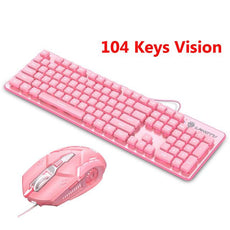 Cute Pink Wired Keyboard and Mouse Set - Puritific