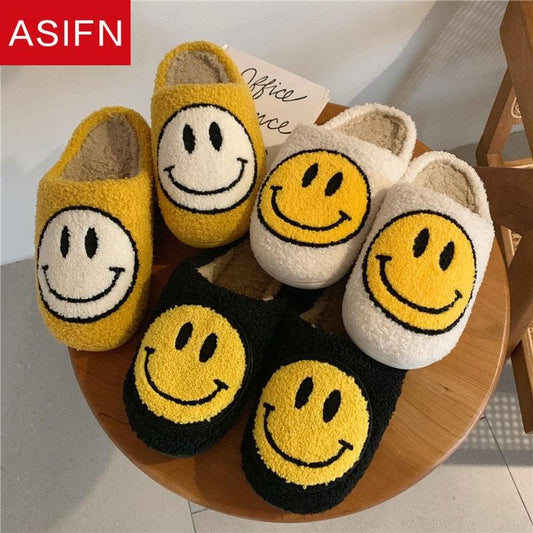 Cute Smile Pattern Fluffy Slippers - Puritific