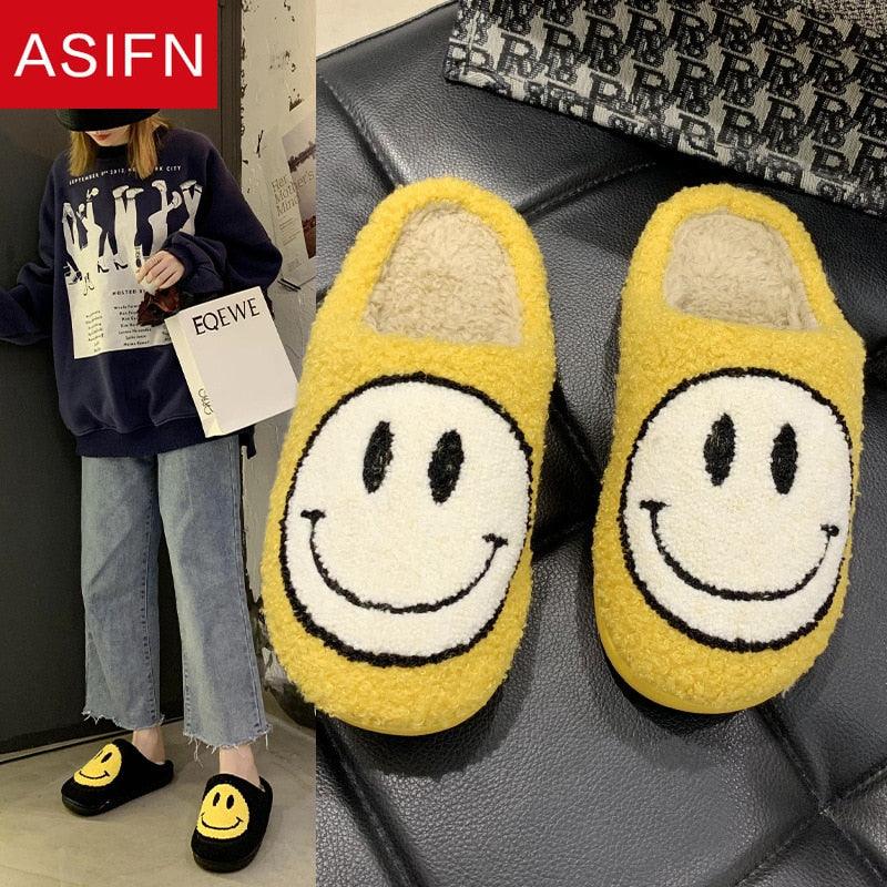 Cute Smile Pattern Fluffy Slippers - Puritific