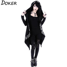 Gothic Punk Black Long Women Hoodies - Puritific