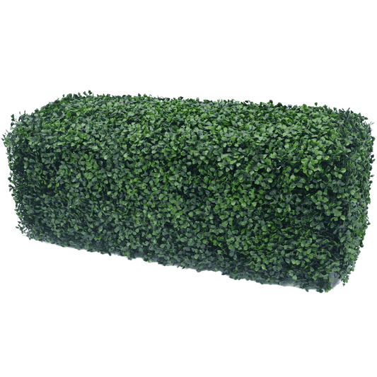 Dark Artificial Boxwood Hedge 40"L x 10"H UV Resistant - Puritific