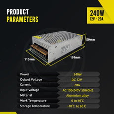 DC 12V IP20 Power Supply Universal Regulated Switching AC to DC Converter AC100V/240V Transformer Driver Adapter for LED Strip Light~4087-74