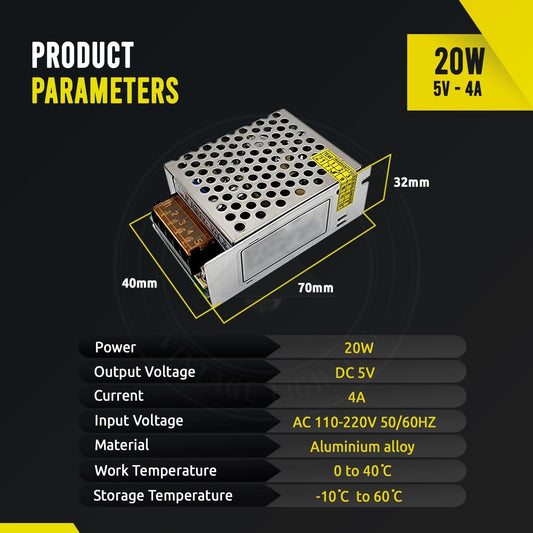 DC 5V 20W IP20 Universal 4 Amp  Regulated Switching LED Transformer~3286-1