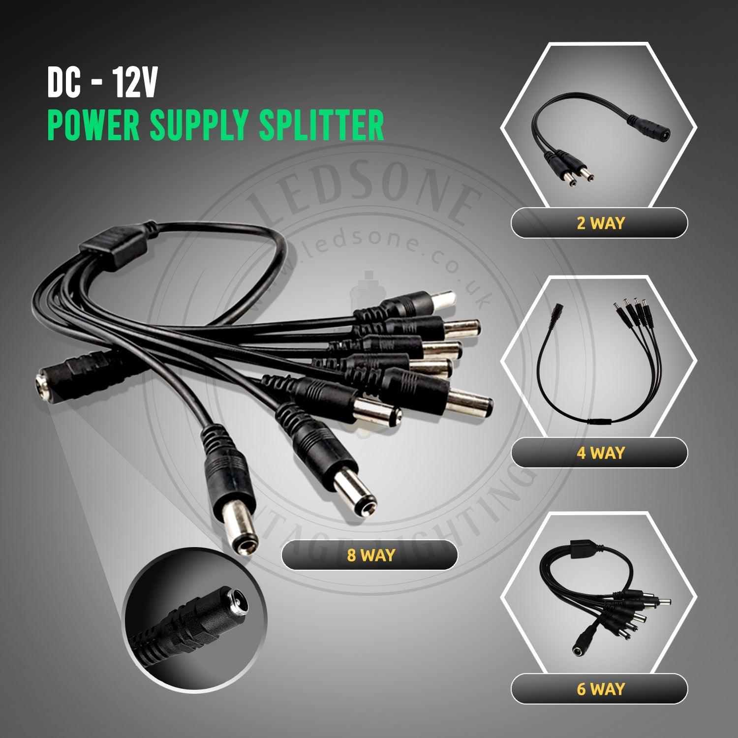 DC power supply splitter 2,4,6 & 8 way DC 2.1mm Female to Male cable for CCTV security cameras~4093-10