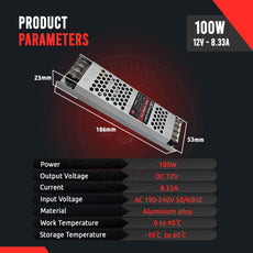 DC12V 100W Ultra Slim LED Driver Power Supply Transformer 240V for LED Strip~2357-1