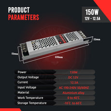 DC12V 150W Ultra Slim LED Driver Power Supply Transformer 240V for LED Strip~2356-1