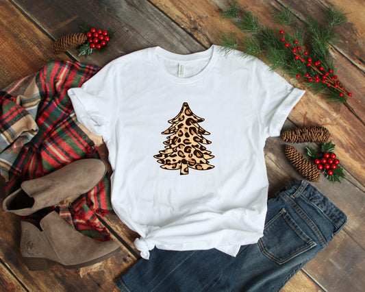 Leopard Christmas Tree Shirt, Christmas Shirts - Puritific