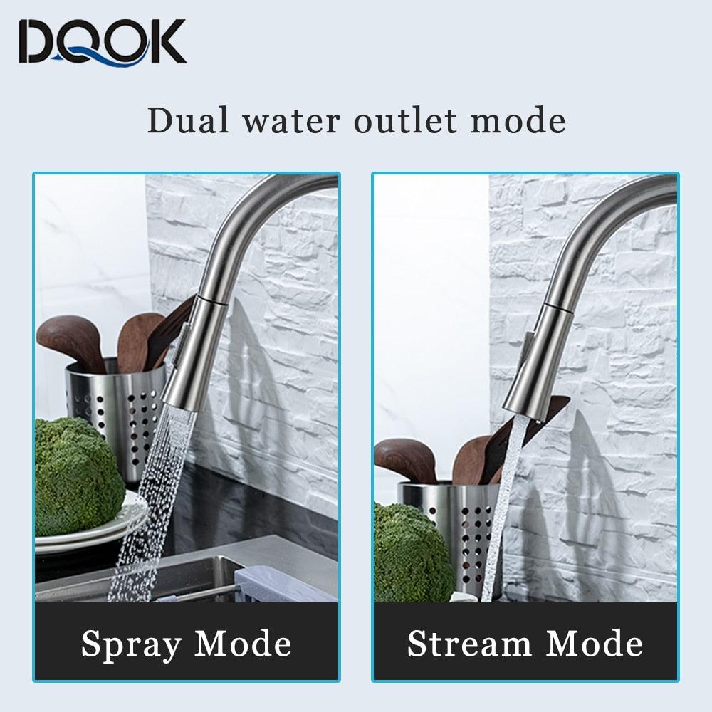 DQOK Kitchen Faucet Pull Out Brushed Nickle Sensor Stainless Steel - Puritific