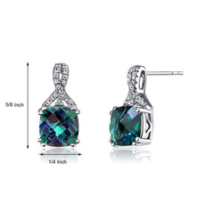 2.00 CT Cushion Cut Amazonite Blue Stud Earring in 18K White Gold Plated - Puritific