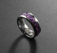 Purple and White Opal Tungsten Ring - Puritific