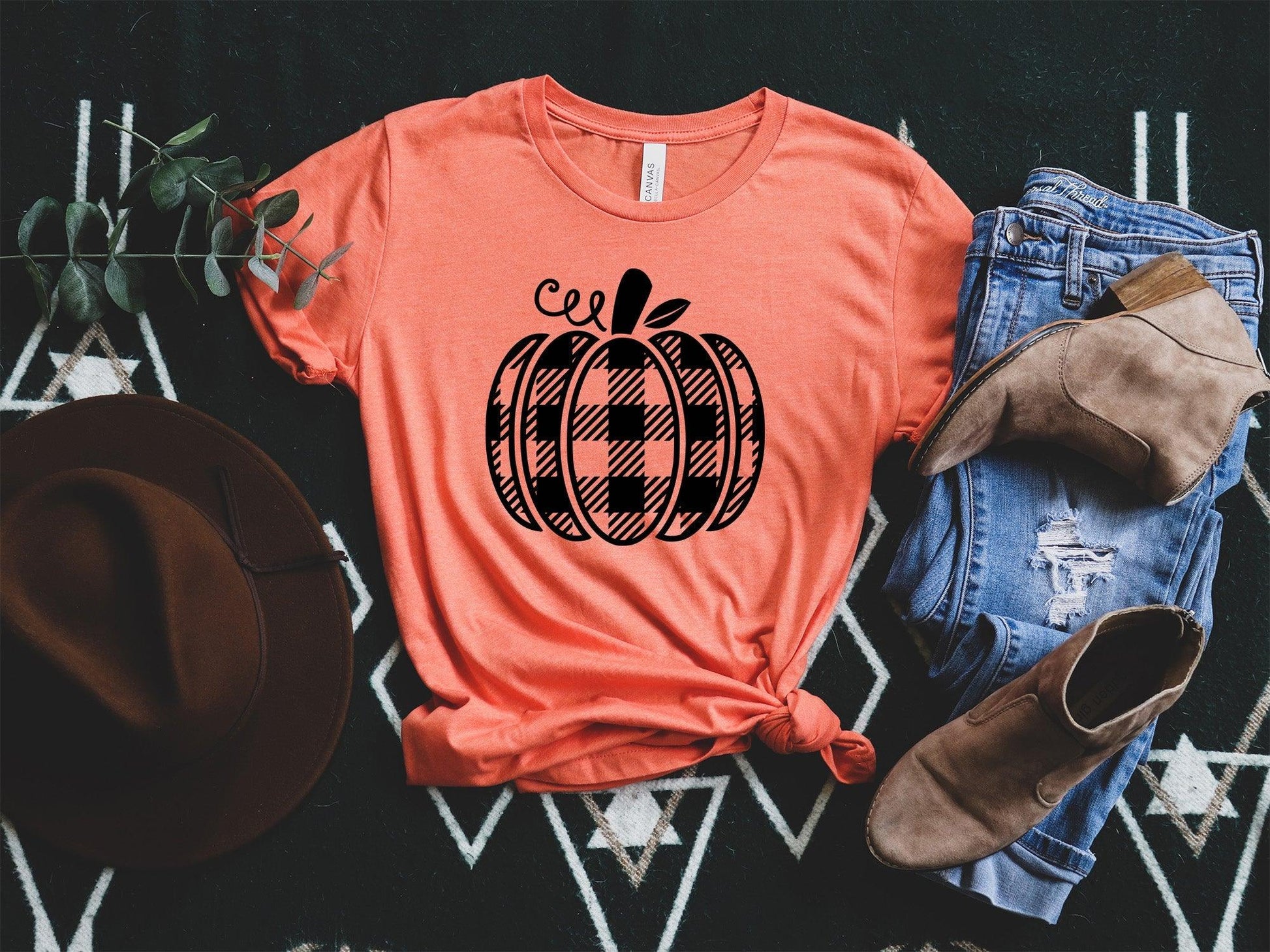 Fall Pumpkin Shirt, Plaid Pumpkin Shirt - Puritific