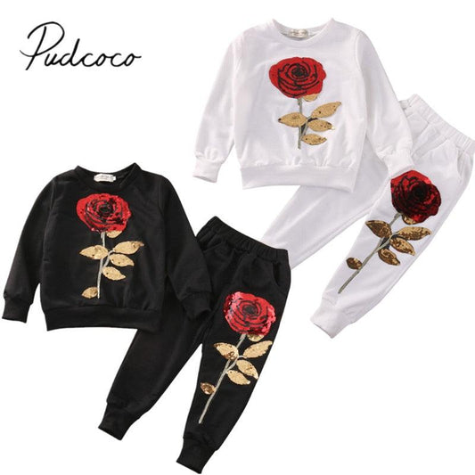 Fashion Girls Kids Rose Flower Outfits - Puritific