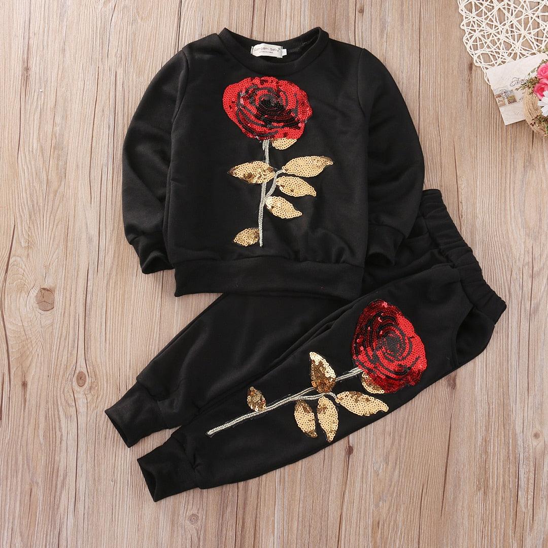 Fashion Girls Kids Rose Flower Outfits - Puritific