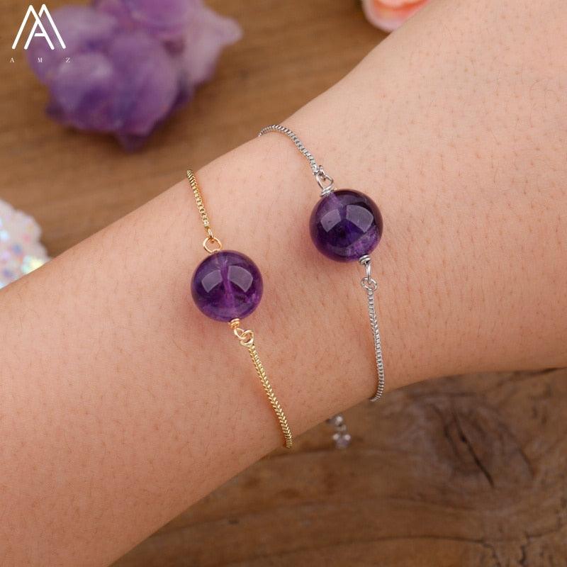 Fashion Women Natural Sphere Stone Beads Bracelet Jewelry - Puritific