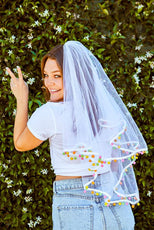 Fiesta Pom Pom Bachelorette Party Veil - Puritific