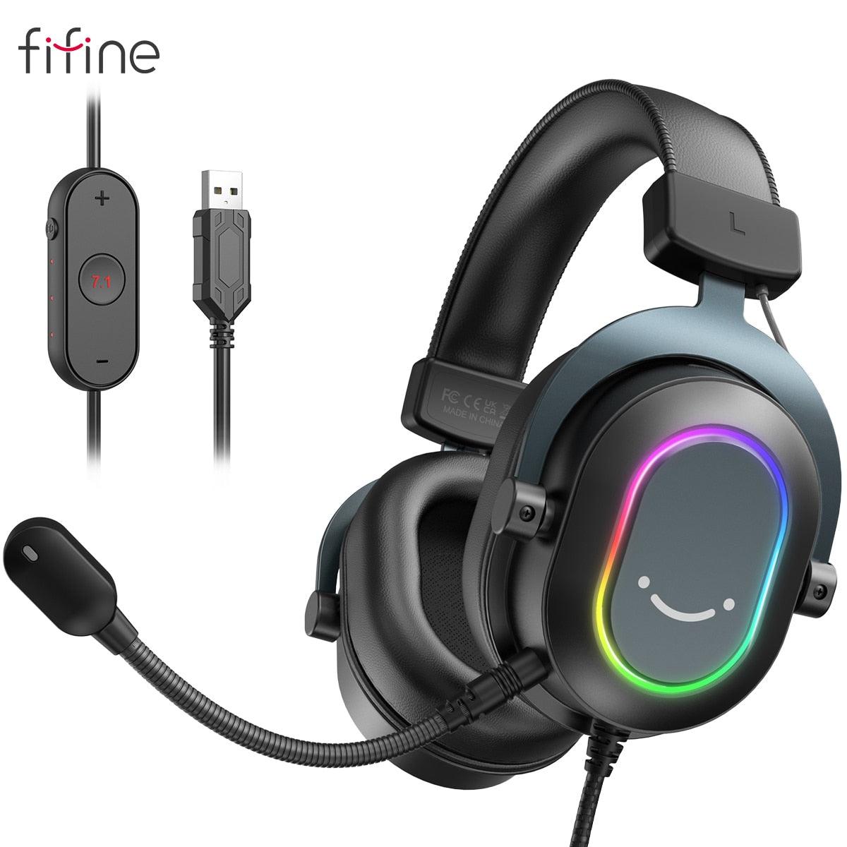 Fifine Dynamic RGB Gaming Headset with Mic Over-Ear - Puritific