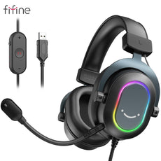 Fifine Dynamic RGB Gaming Headset with Mic Over-Ear - Puritific