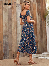 Floral Split Dress - Puritific