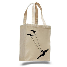 Flying bird swing- cotton canvas natural tote bag - Puritific