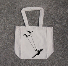 Flying bird swing- cotton canvas natural tote bag - Puritific