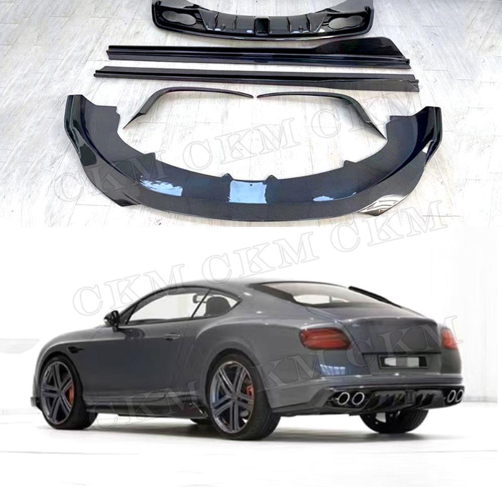 For Bentley Continental 2015-2017 Carbon Fiber Front Bumper Lip Rear Spoiler Side Skirts Trunk Rear Wing Car Body Kits - Puritific