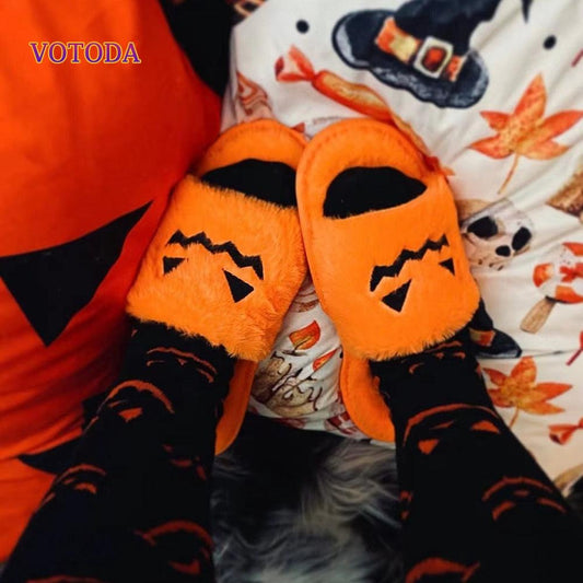 Fuzzy Pumpkin Slippers - Puritific