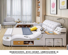 Genuine Leather Multifunctional Massage Bed Frame - Puritific