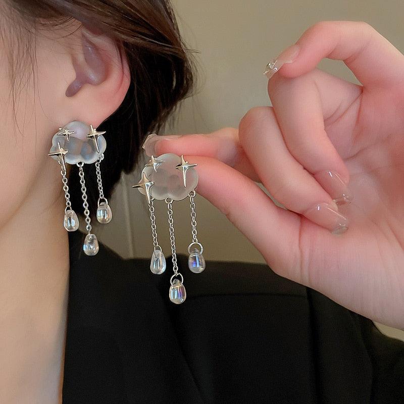 Geometric Clouds Water Drop Earrings - Puritific