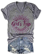 Girl's Trip Warning V-Neck Tee - Puritific