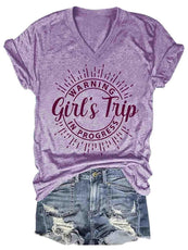 Girl's Trip Warning V-Neck Tee - Puritific