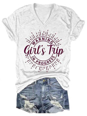 Girl's Trip Warning V-Neck Tee - Puritific