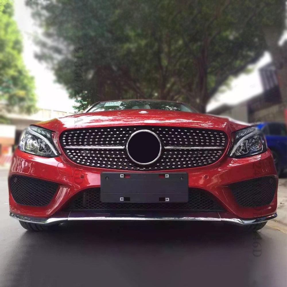 GT GTR Diamond Front Inlet Grille Bumper Grill Mesh For Mercedes W205 C205 S205 C43 AMG Benz C 2014-2021 C200 C260 C250 180 C300 - Puritific