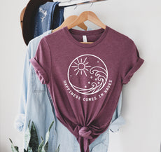 Happiness comes in waves Unisex Shirts, Summer Tees - Puritific