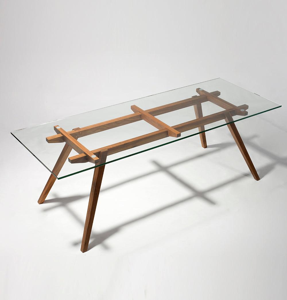 Harald Modern Dining Table - Glass & Wood-1