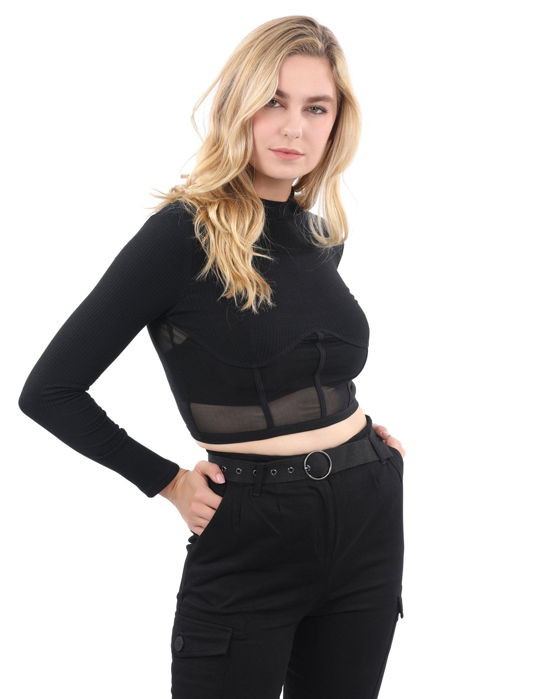 Heather Long Sleeve Crop Top - Puritific