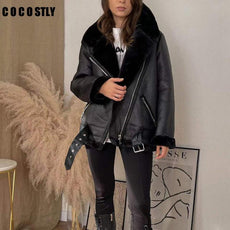 High Quality Woman's Faux Leather Fur Coat - Puritific