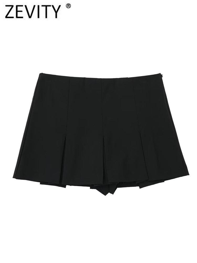 High Waist Wide Pleats Shorts Skirts - Puritific