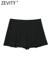 High Waist Wide Pleats Shorts Skirts - Puritific