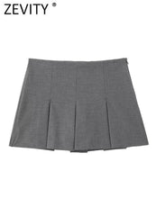 High Waist Wide Pleats Shorts Skirts - Puritific