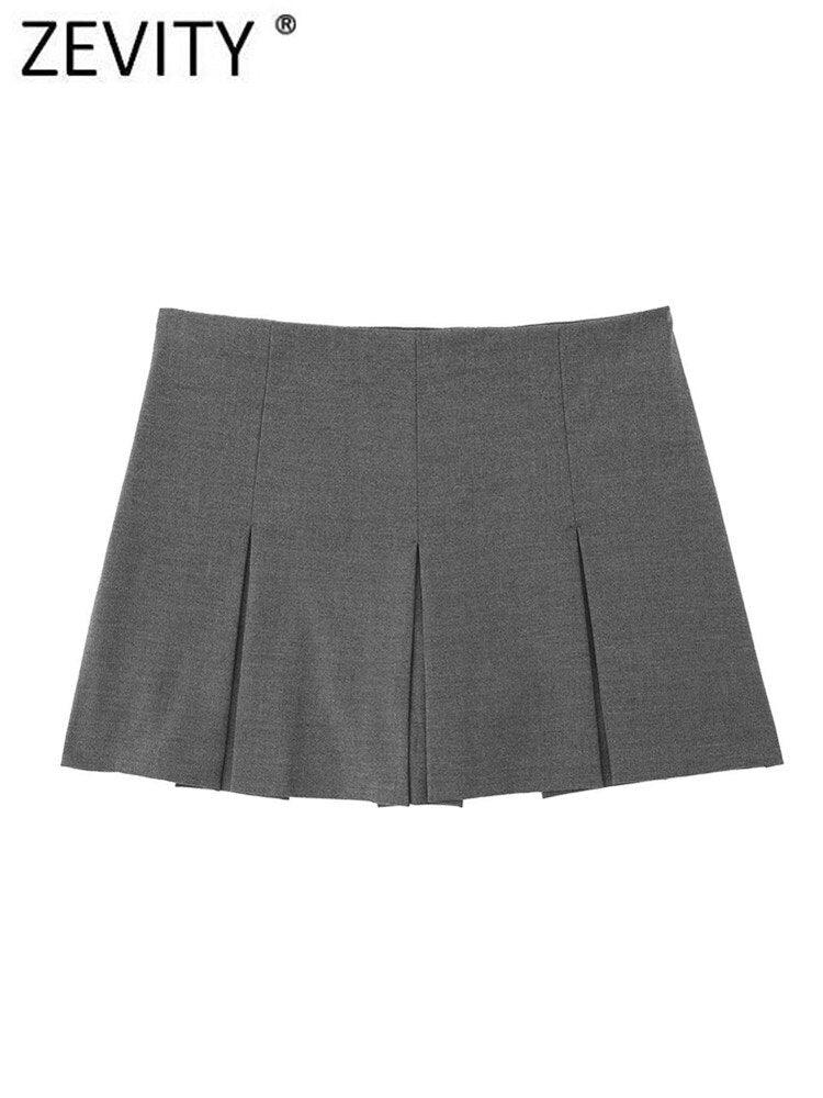 High Waist Wide Pleats Shorts Skirts - Puritific