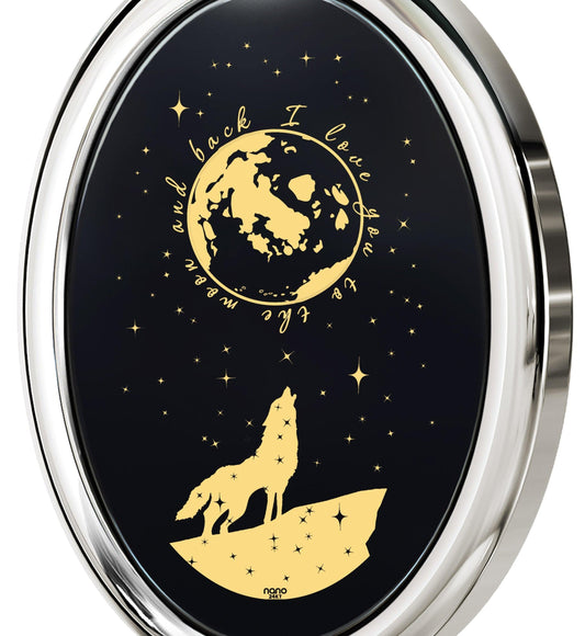 I Love You to the Moon and Back Necklace 24k Gold Inscribed on Onyx - Puritific