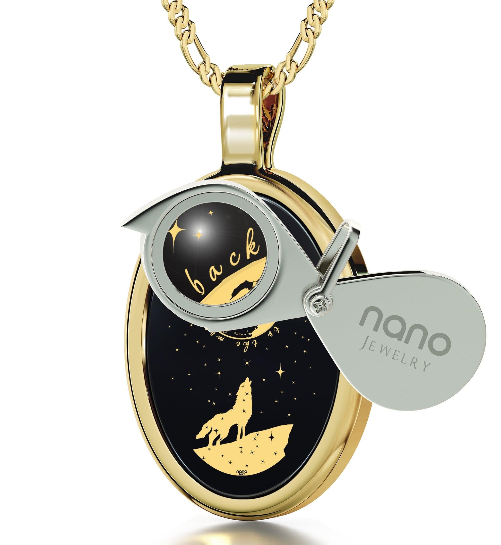 I Love You to the Moon and Back Necklace 24k Gold Inscribed on Onyx - Puritific