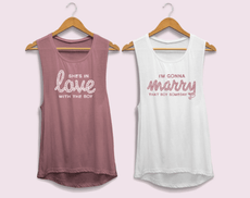 I'm Gonna Marry That Boy Someday | She's In Love with the Boy - Bachelorette Party Flowy Muscle Tank Tops - Puritific